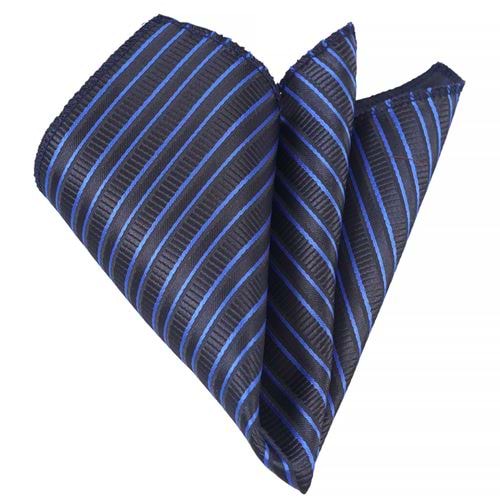 Elegant Jacquard Collar Handkerchief with Blue Stripes on Black