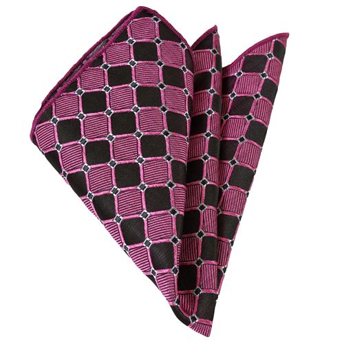 Pink Black Checkered Jacquard Woven Collar Handkerchief