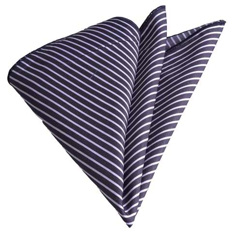 Grey White Striped Classic Cotton Collar Handkerchief