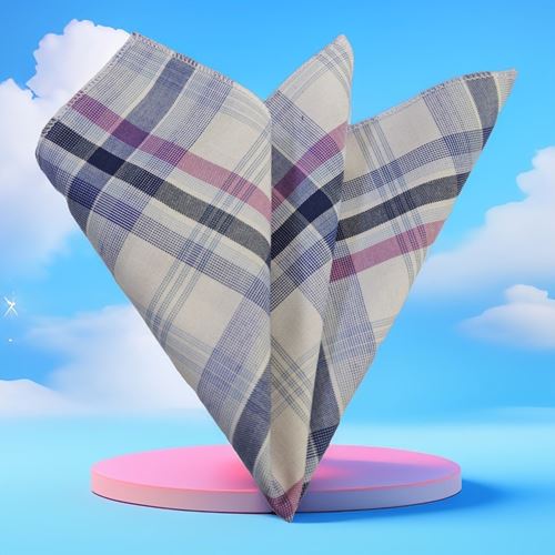 White and Navy Plaid Pocket Square