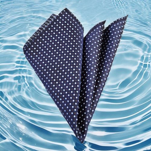 Blue Polka Dot on Navy Pocket Square