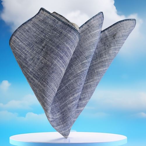 Blue Linen Pocket Square