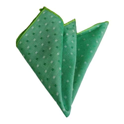 Green White Squares Pocket Square
