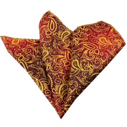 Turuncu Sarı Şal Desen Cep Yaka Mendili