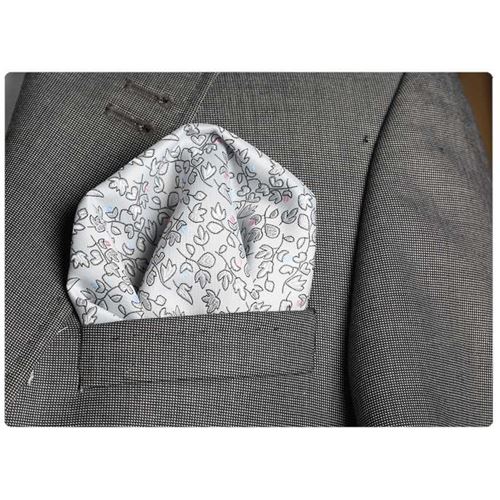 Gri Yaprak Desen Yaka Cep Mendili