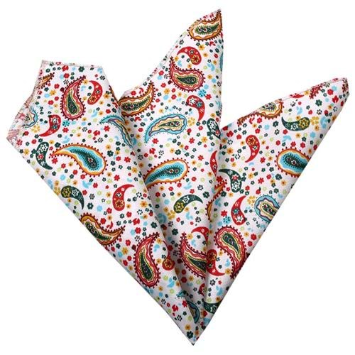 Yeşil Beyaz Şal Desen Baskı Yaka Cep Mendili