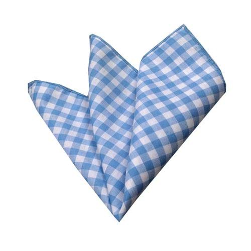 Beyaz Mavi Pötikare Cep Yaka Mendili