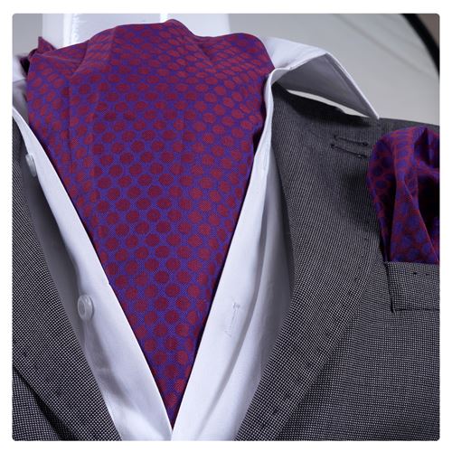 Red Blue Polka dot Ascot Hanky Set