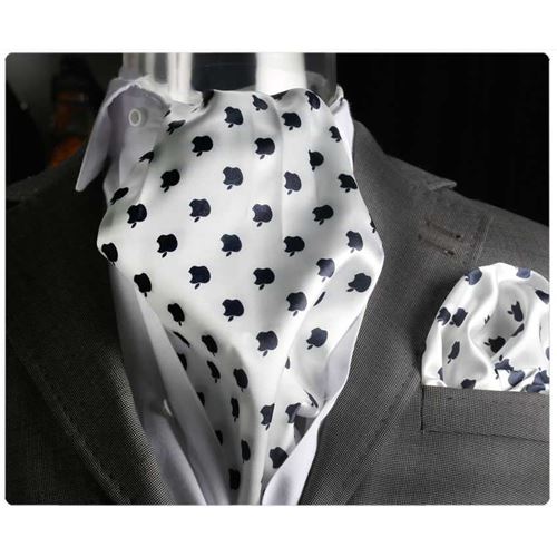 Black Apple Design Ascot Tie Set