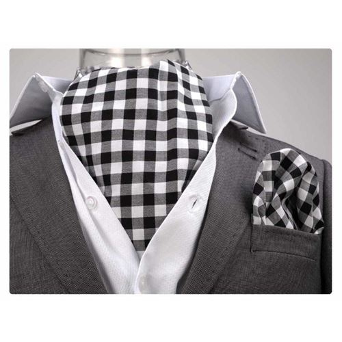 Black White Squares Cravat Set