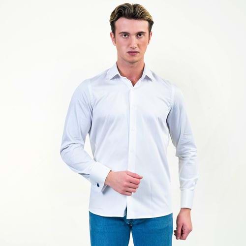 White Formal 100% Compact Satin Cotton French Cuff Shirt