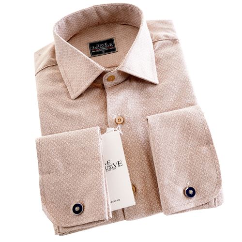 Beige Designer French Cuff Shirt