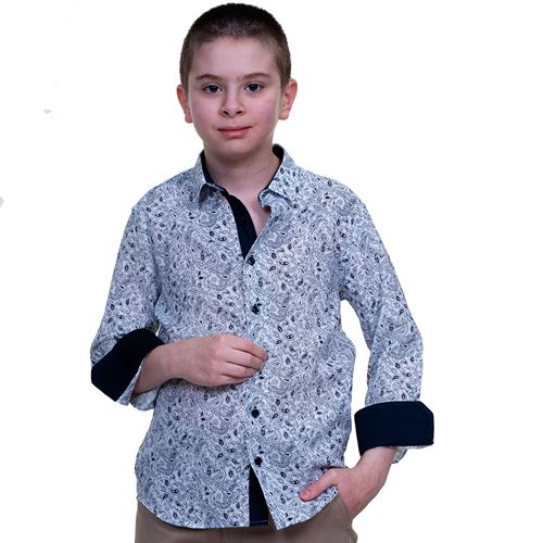White Paisley Kids Dress Shirt