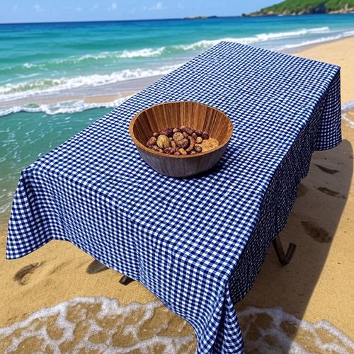 Royal Blue White Gingham table cover