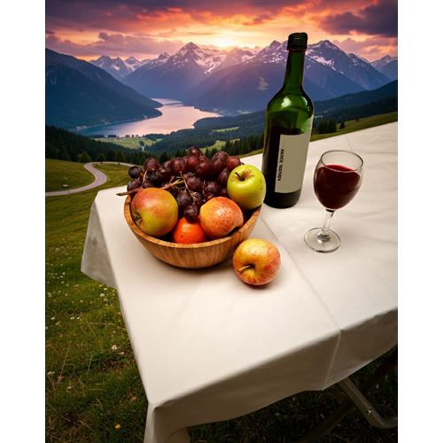 Beige Solid White Camper Table Cover