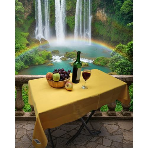 Yellow Solid White Camper Table Cover