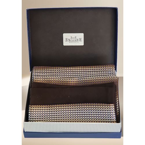 Brown Ethnic Mens Scarf with PU Leather Gift Box