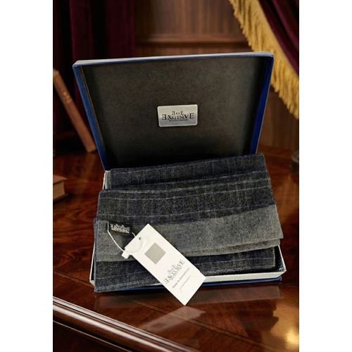 Smoke Green Designer Wool Mens Scarf with PU Leather Gift Box