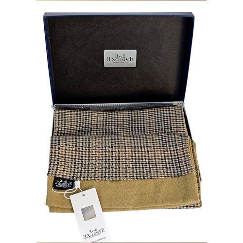 Brown Black Crowbar Mens Scarf with PU Leather Gift Box