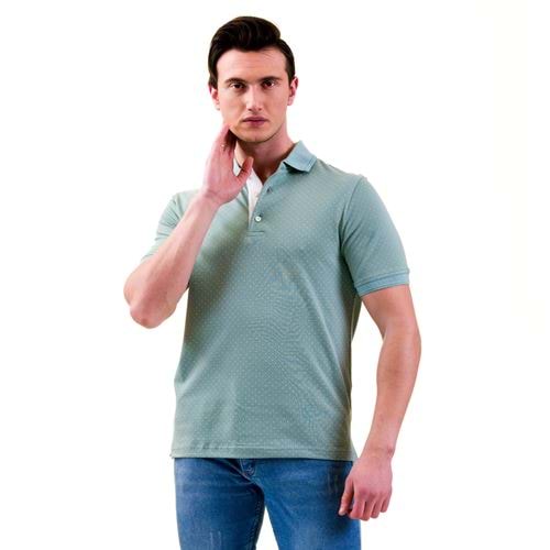Ligth Green with White Polka Dot Men's Polo Shirt