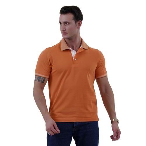 Orange Cotton Men's Polo Shirt