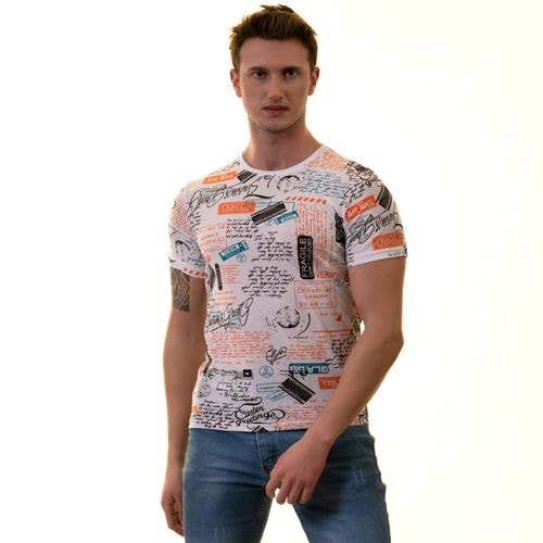 Orange Black World Trip Printed Tee O Neck T-Shirt