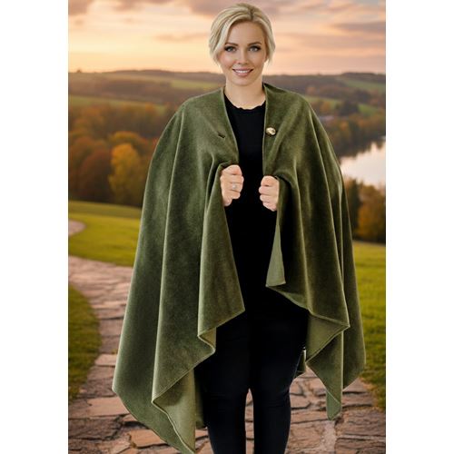 Khaki Polar Fleece Unisex Ethnic Camper Poncho