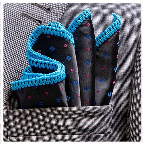 Black Squares Signature Border Pocket Square