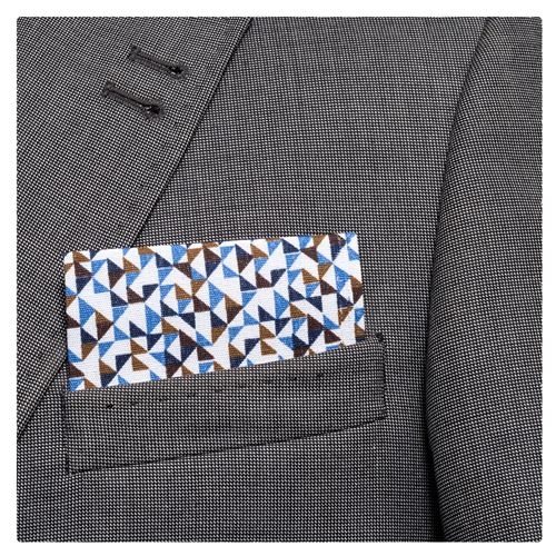 Blue & Brown Triangles Pre Folded Hanky