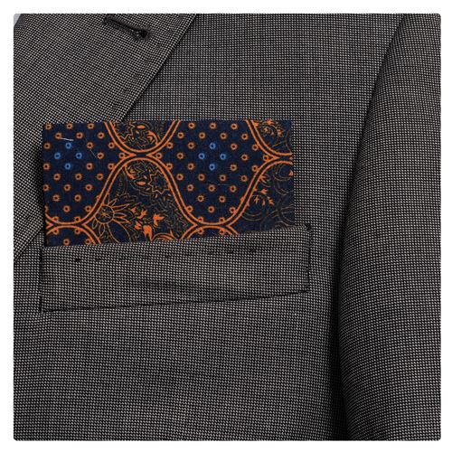 Orange Navy Paisley Pre Folded Hanky