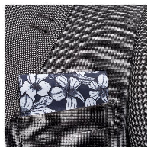 Gray White Floral Pre Folded Hanky