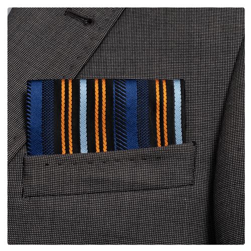 Black Orange Navy Striped Pre Folded Hanky