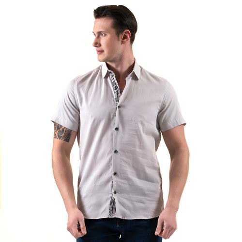 Gray inside Digital Printed Men's Short Sleeves Shirt