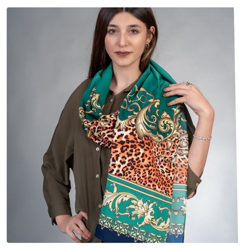 Green Printed Woman Scarf