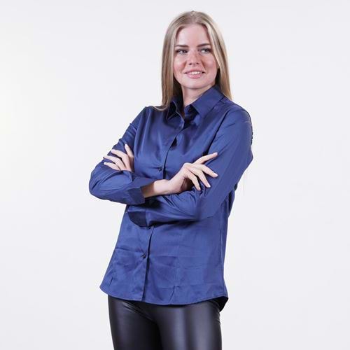 Ocean Blue Basic Plain Long Sleeved Women's Shirt