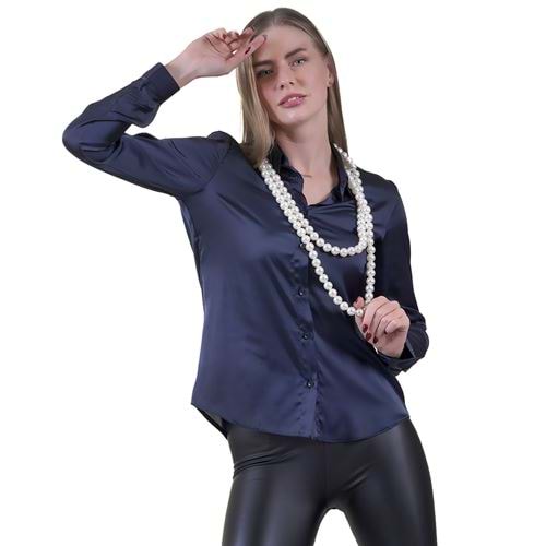 Navy Women's Satin Shirt