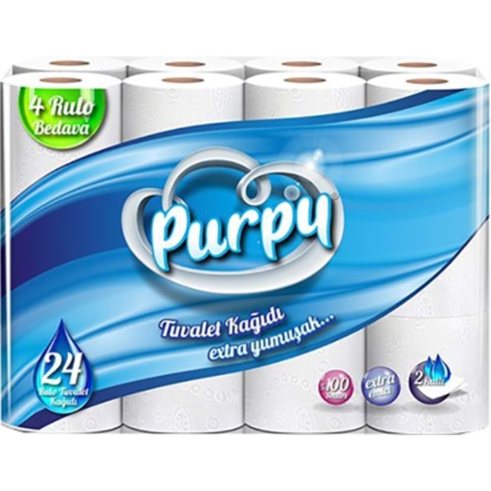 Purpy Tuvalet Kağıdı Çift Katlı Ev Tipi 72 Rulo (24 x 3 Paket)