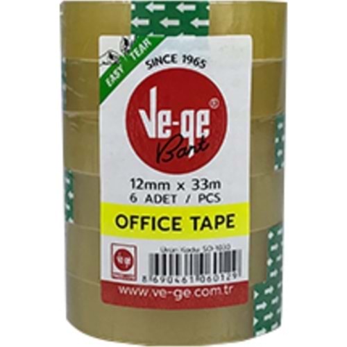 Ve-Ge Office Tape Para Bandı 12 Mm x 33 Mt 6 Adet