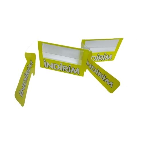 Market Raf Önü İkaz İndirim PVC Kulakçık Etiketi 10 lu 8 x 11 (RE-354-B) Sarı