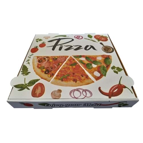 Pizza Desenli Karton Pizza Kutusu 28 Cm x 28 Cm x 4 Cm 100 Adet