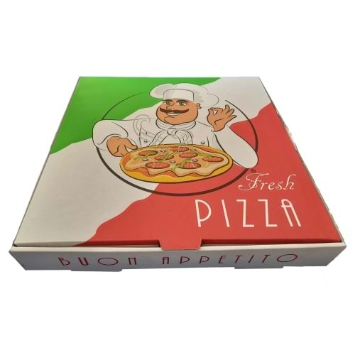 Pizza Desenli Karton Pizza Kutusu 32 Cm x 32 Cm x 4,5 Cm 100 Adet