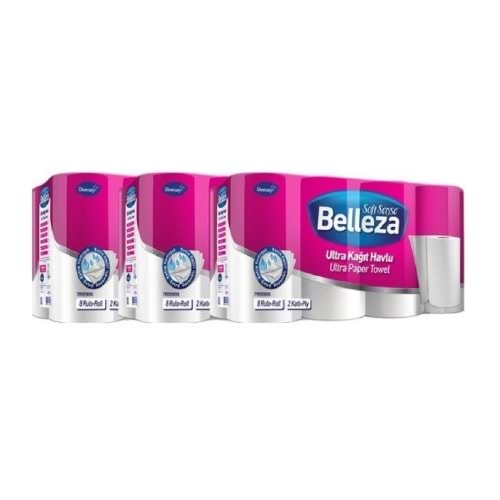 Belleza Soft Sense Ultra Kağıt Rulo Havlu 24 lü (8 x 3 Paket)
