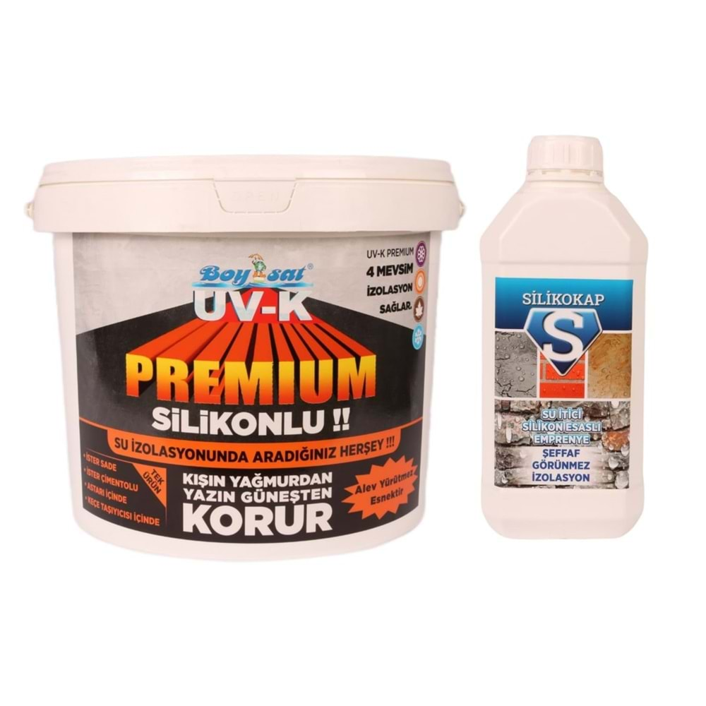 Fırsat Paketi 3 Kg Uv-K Premium Silikonlu Boya ve Silikokap Şeffaf Su İzolasyonu 5 Lt