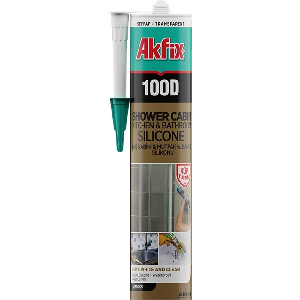 Akfix 100D Duşakabin Silikonu Şeffaf 280ml