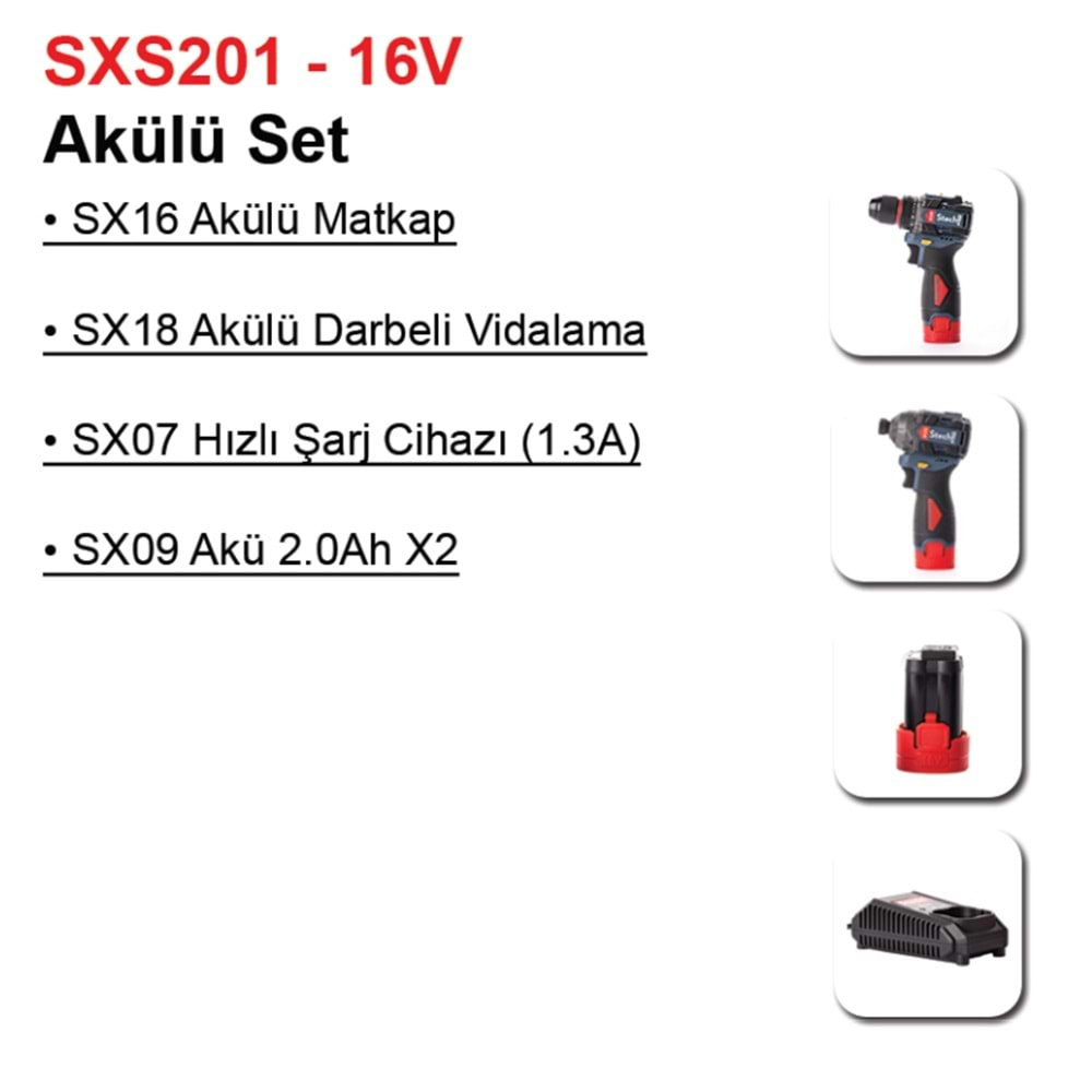 Stechend Akülü Set SXS201-16V