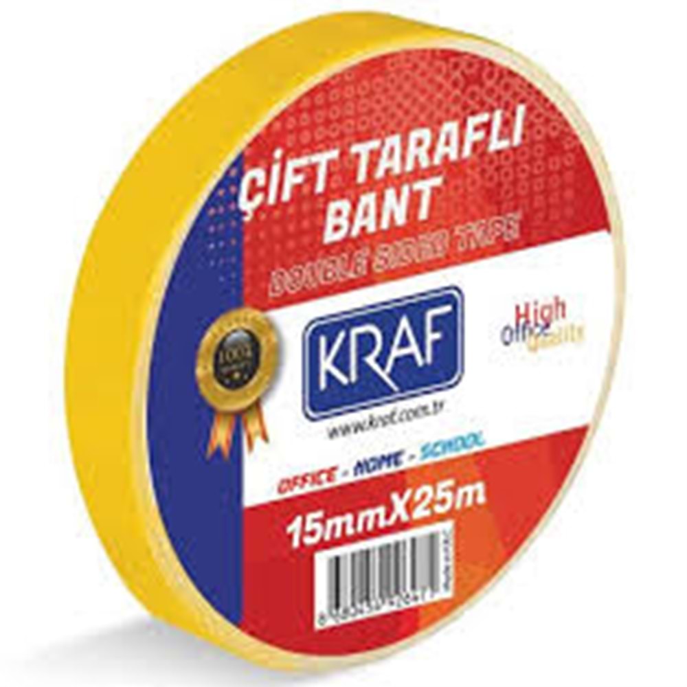 KRAF | ÇİFT TARAFLI BANT 15MMX25M 2515G
