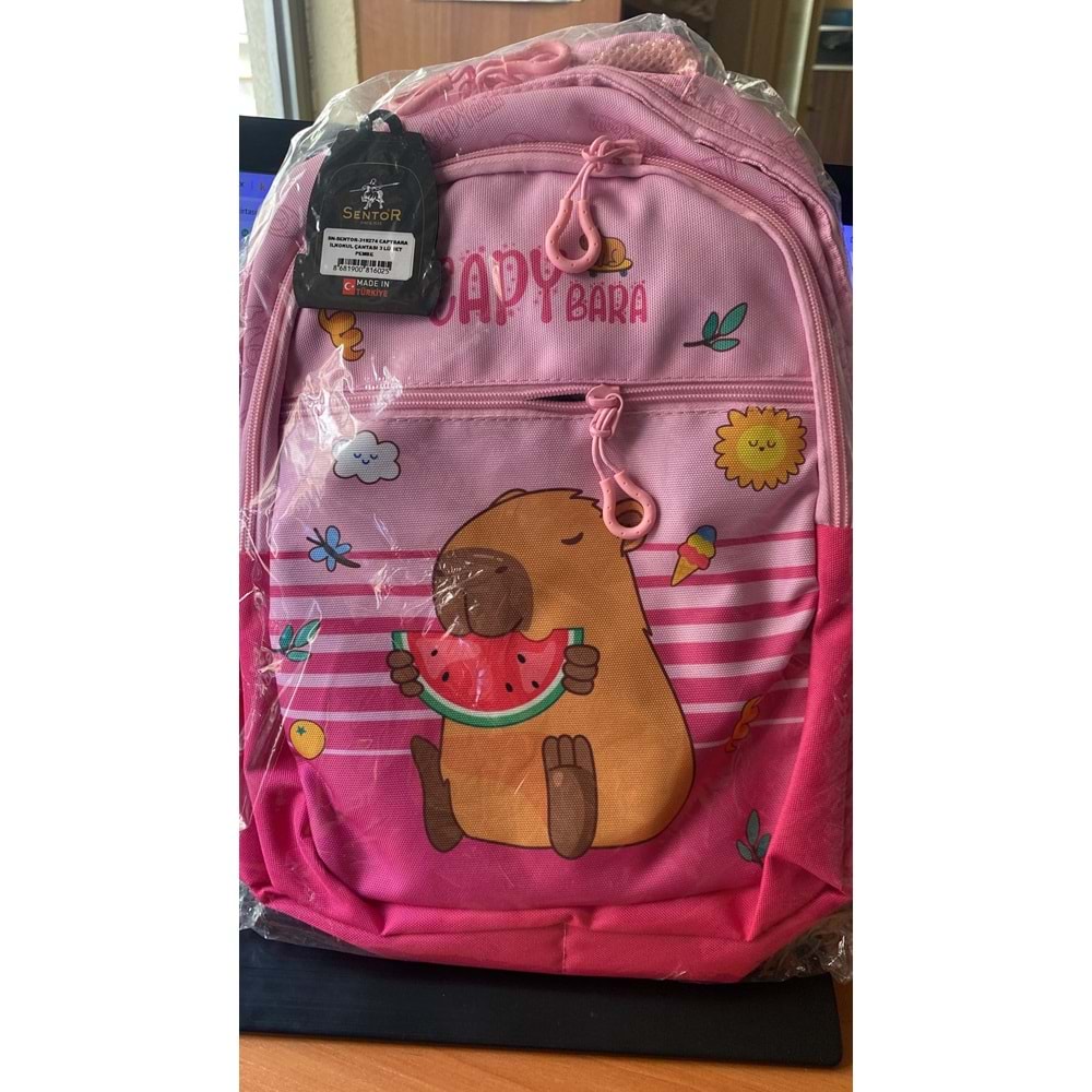 SENTOR | 319274 CAPYBARA İLKOKUL ÇANTASI + BESLENME + KALEMLİK SET - PEMBE