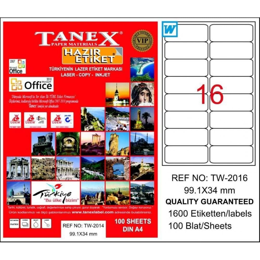 TANEX | LASER ETİKET TW-2018 99.1 X 34 MM