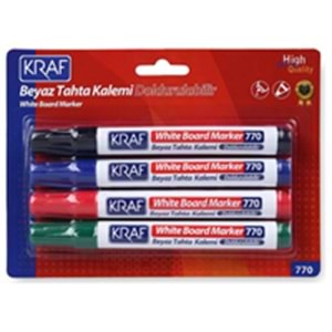 KRAF | BEYAZ TAHTA KALEMİ DOLDURULABİLİR 4 RENK 770