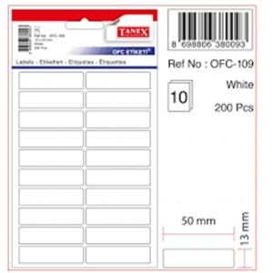TANEX | STD OFC-109 13*50 MM BEYAZ OFİS ETİKETİ 10 AD.
